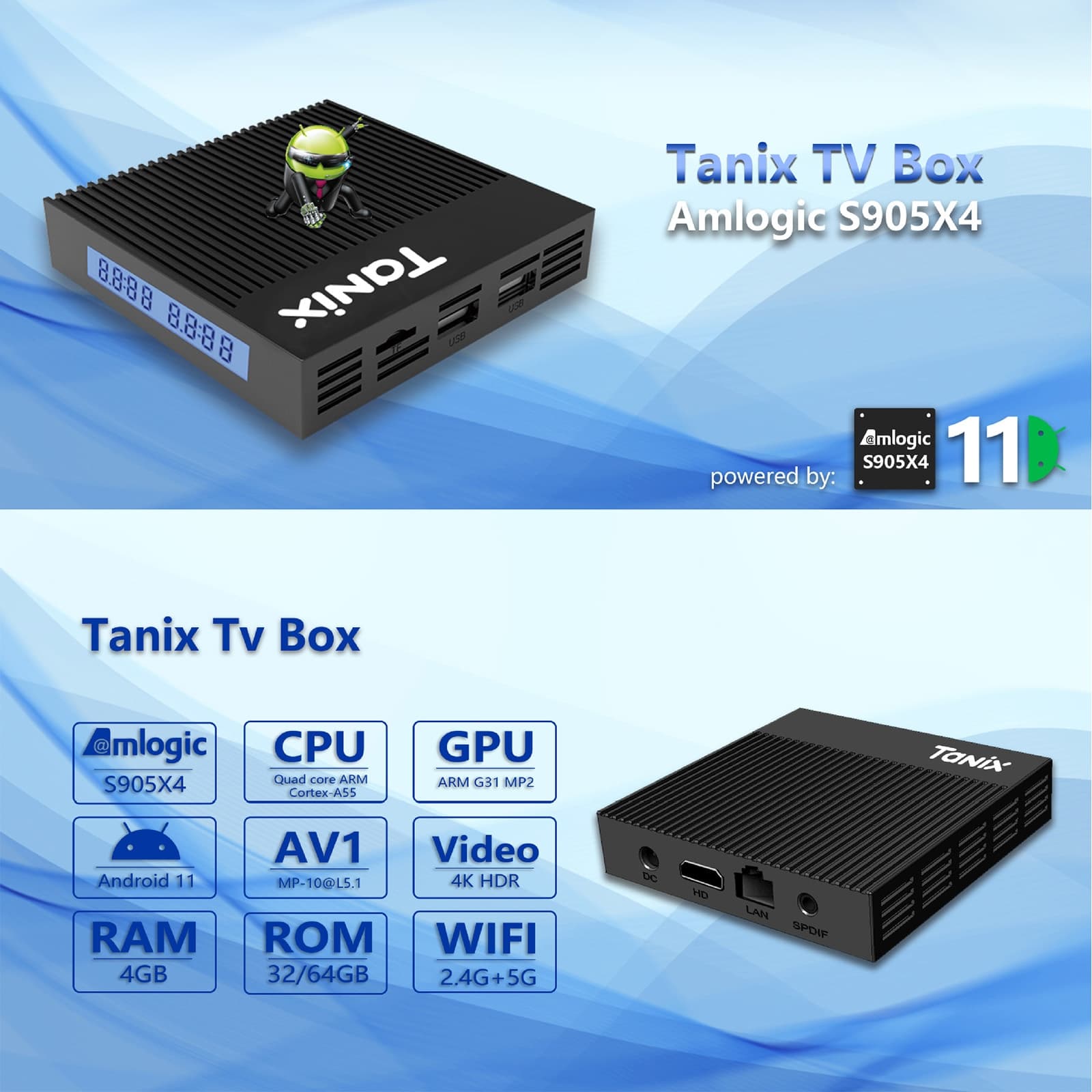 Tanix X4 Android 11 Smart TV Box — 4GB+32GB (EU Plug) 4