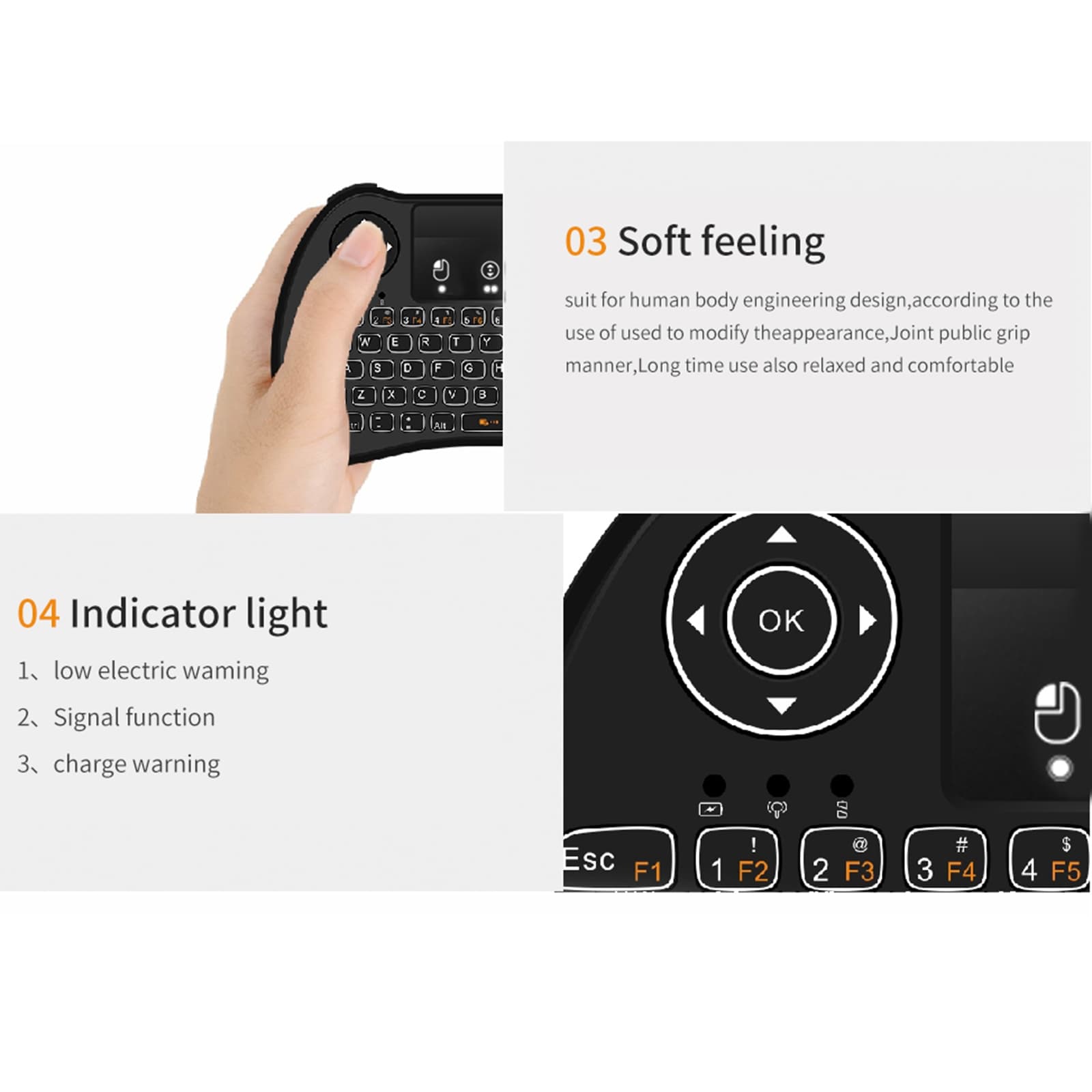 H9 2.4GHz Mini Wireless Air Mouse QWERTY Keyboard with White Backlight & Touchpad for PC 6