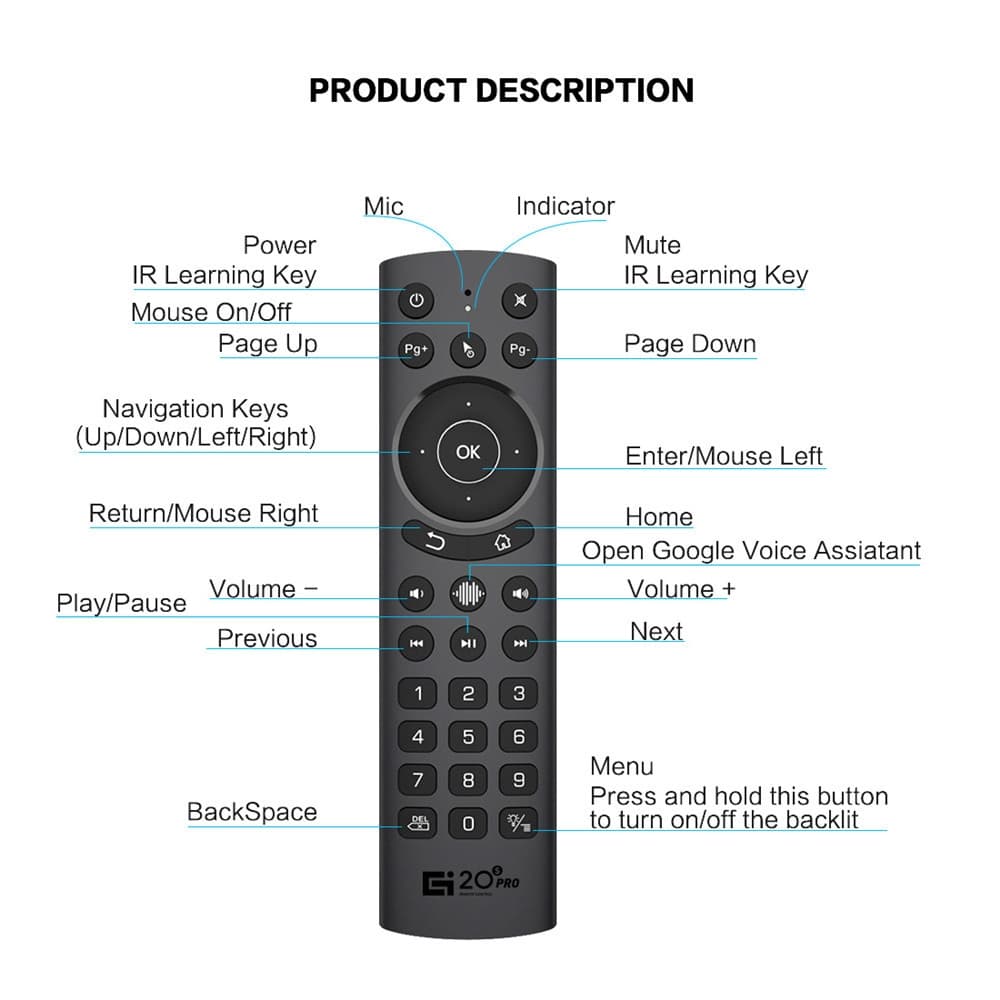 G20S Pro Voice Backlight Version 2.4G Air Mouse Remote Control 3