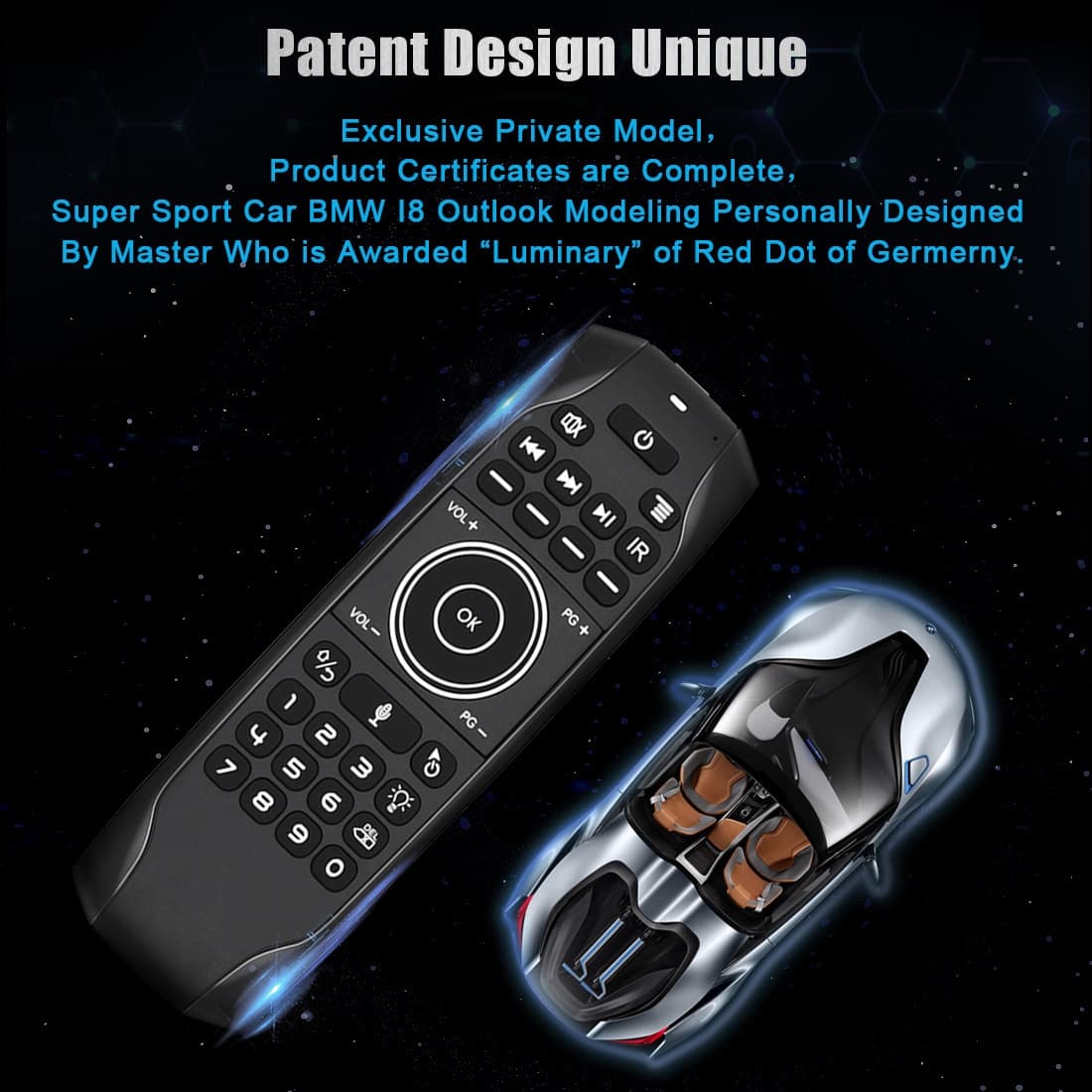 G7V Pro Backlit Air Mouse Remote — 2.4GHz Wireless Keyboard — detail 2