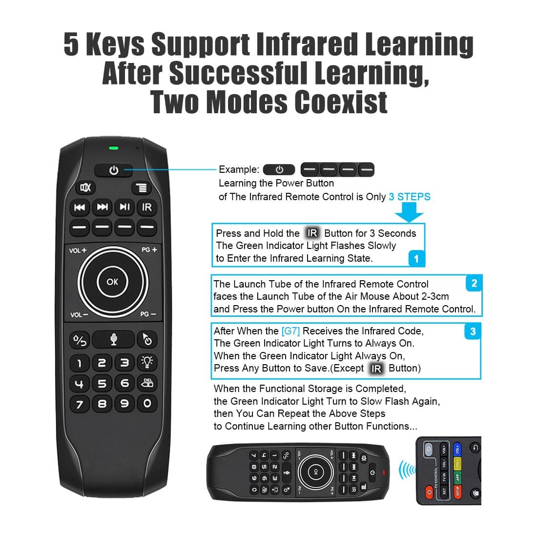 G7V Pro Backlit Air Mouse Remote — 2.4GHz Wireless Keyboard — detail 7