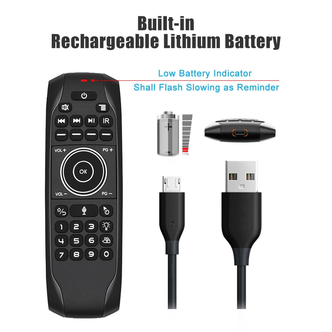 G7V Pro Backlit Air Mouse Remote — 2.4GHz Wireless Keyboard — detail 8