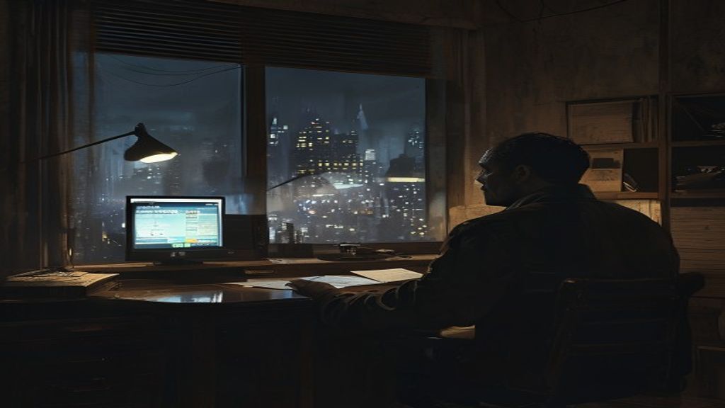 A detective investigating a crime scene on a 4K TV streaming BoxTV