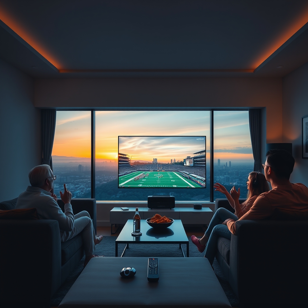 A person watching live TV on a Samsung Smart TV with a remote control