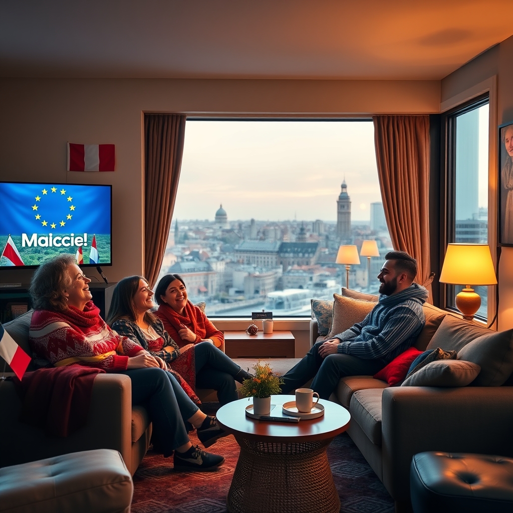 Expats watching home-country TV on a large screen with BoxTV Stream