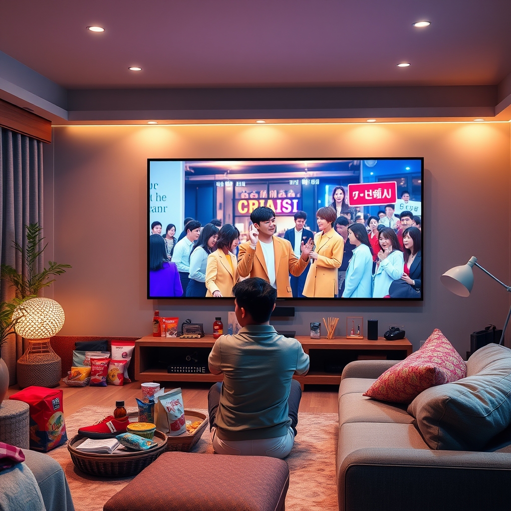 A 4K TV screen displaying a K-Drama scene with BoxTV Stream IPTV service